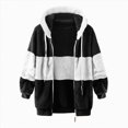 thumbnail image 4 of Towmus Sherpa Jackets for Women Fuzzy Fleece Teddy Coat Color Block Faux Shearling Cardigan Warm Hooded Zip Up Outwear, 4 of 5