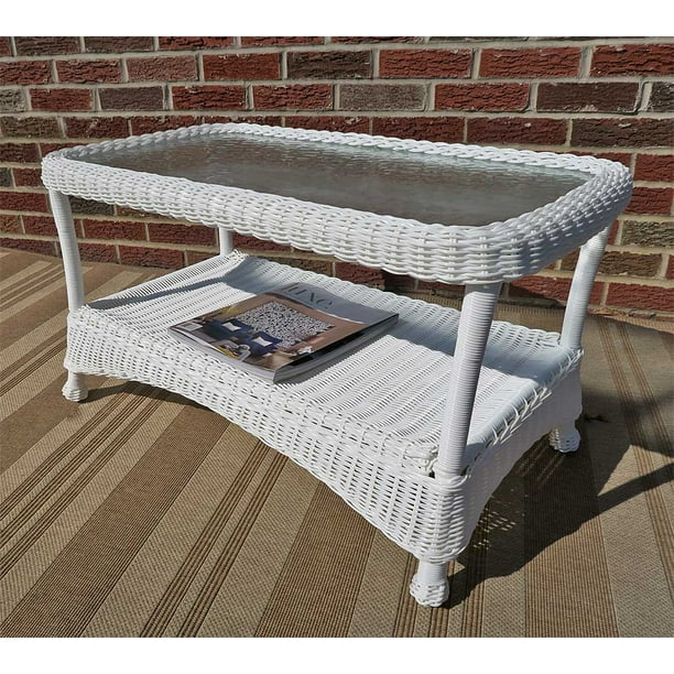 Veranda Resin Wicker Coffee Table with Inset Glass Top