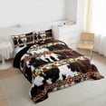 thumbnail image 3 of Cowhide Quilt Black and White Highland Cow Print Comforter Set,Western Bedding Sets Queen Exotic Aztec Duvet Insert,Farmhouse Wild Animals Longhorn Skin Room Decor Cowboys Gifts for Men, 3 of 7