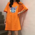 thumbnail image 5 of Disney-Camisón largo de una pieza con estampado de dibujos animados para mujer, vestido de Casa informal suelto, estilo coreano, Pjs de verano, 5 of 5