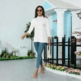thumbnail image 6 of Mock Neck Tops for Women 3/4 Sleeve Dressy Casual T Shirts Loose Fit Spring 2026 Lightweight Solid Work Blouses White S, 6 of 7