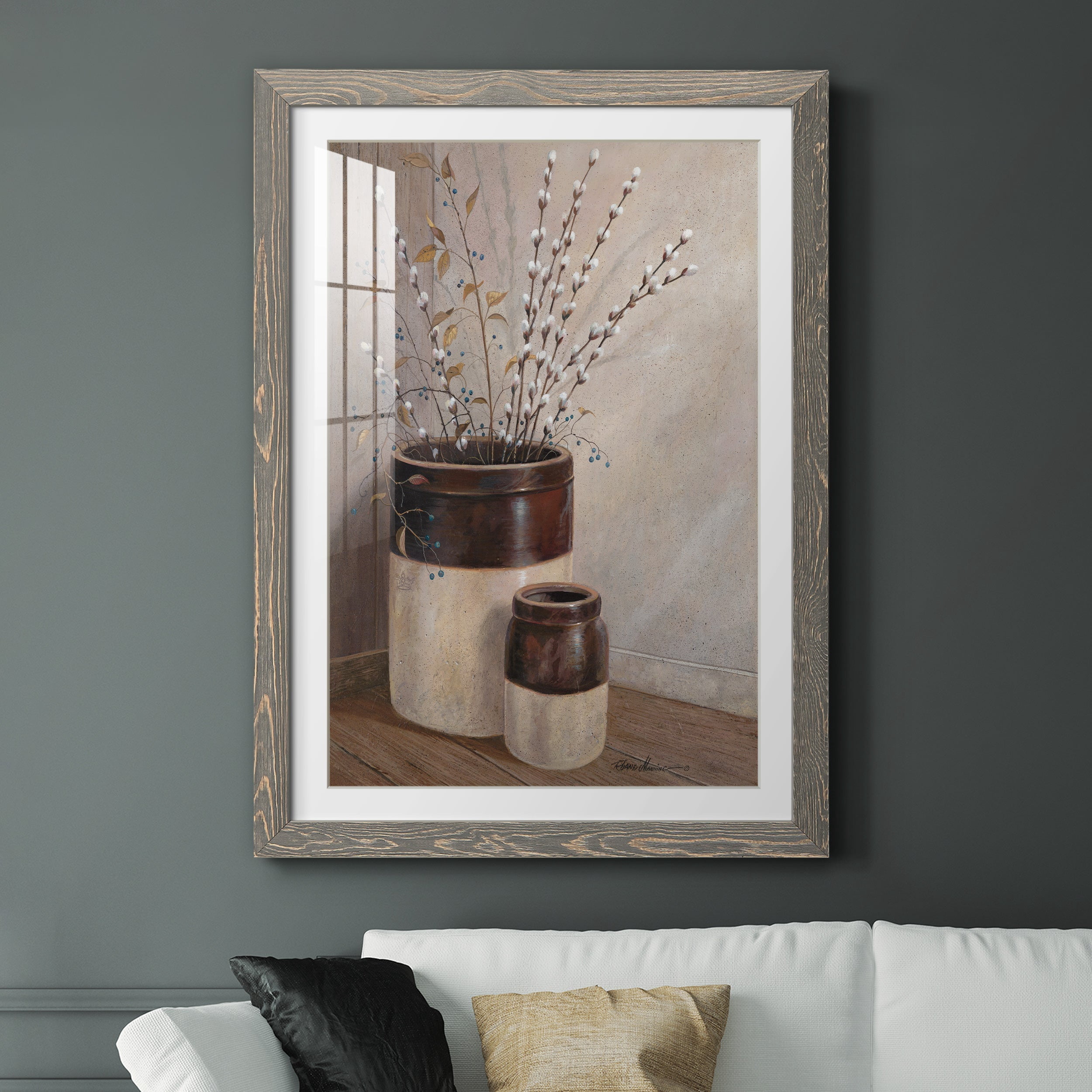 Pussywillows & Spring - Premium Framed Print - Distressed Barnwood Frame - Ready to Hang