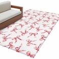thumbnail image 2 of Pink Bow Ribbon Area Rug 4x6 FT, Non Slip Kids Room Carpet, Vintage Modern Art Bowknot Washable Soft Floor Carpet Non-Shedding Throw Rug for Dorm Kitchen Study Room Home Office Bedside, 2 of 9