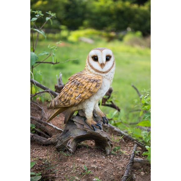 Owl Statue, Barn Owl On Branch Garden Statue,Garden Decoration, Home Decor, Indoor/Outdoor