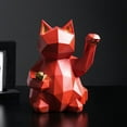 thumbnail image 3 of Lucky Cat sentado estatua escultura adorno oficina en casa escritorio coches rojo Sunnimix Figura gato de la suerte, 3 of 8