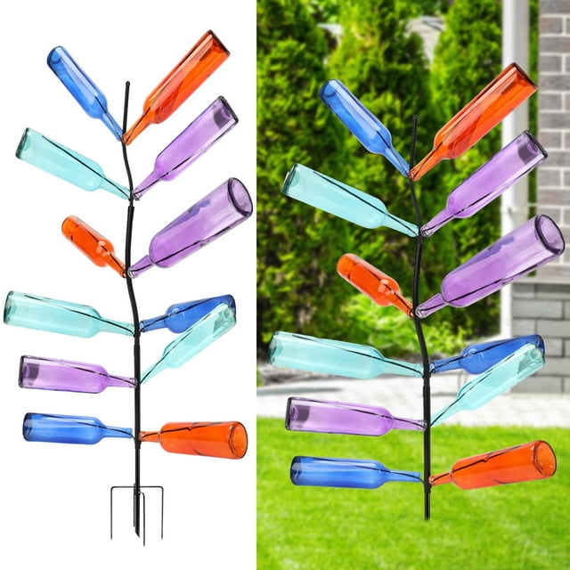 Árbol para botellas de vino HEYTIMI, de metal, 120 cm, para decoración exterior (2 unidades)