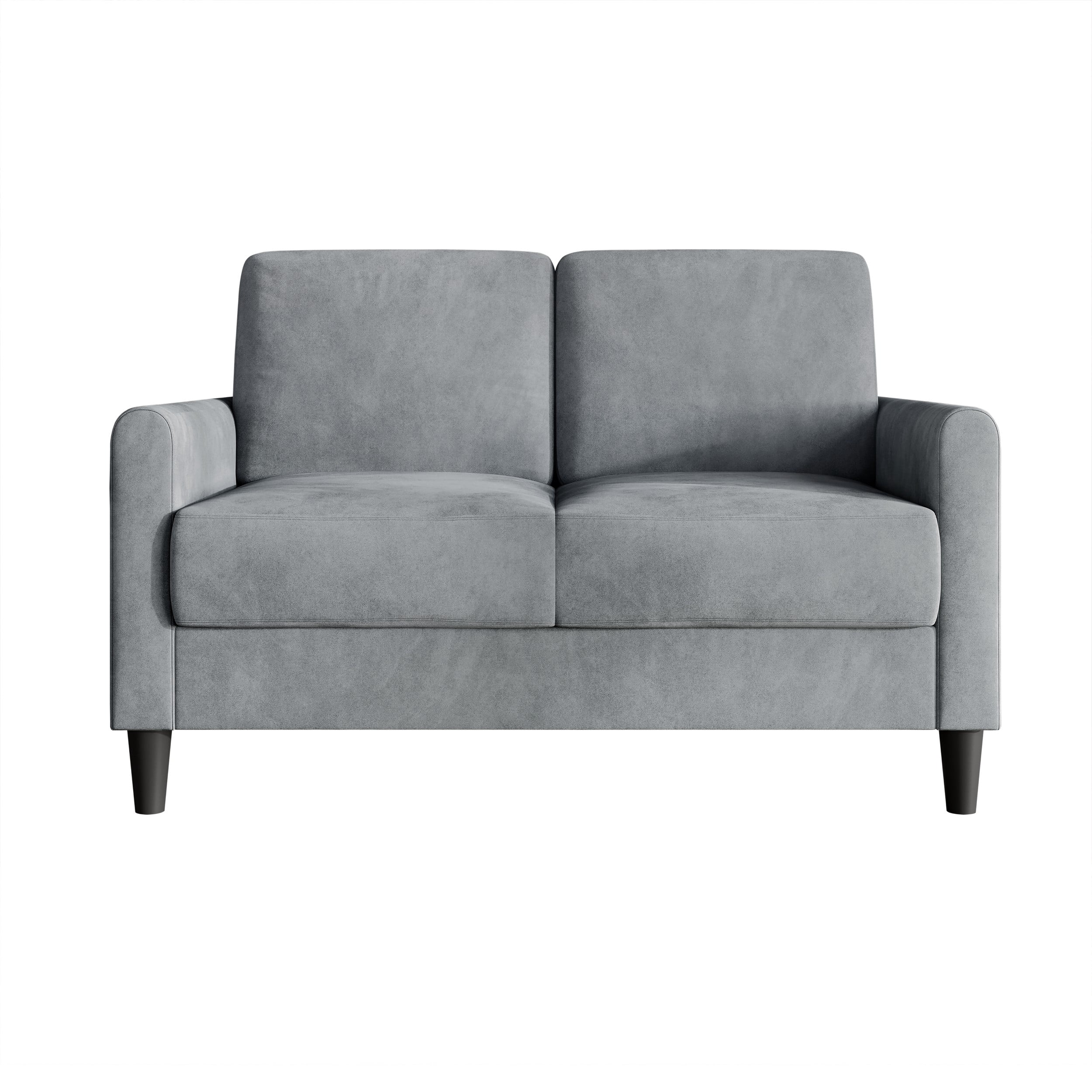 Home Design Goliad Velvet Arm Loveseat with Pocket Spring, Soft Cushions, Clean Lines Design, Gray