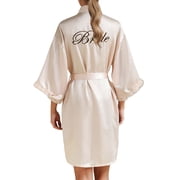 Lixiuxyad Robe Women Women's Wedding Party Robe Letters Kimono Satin Pyjamas Bridesmaid Bathrobe