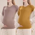 thumbnail image 3 of hengsof Maternity Shirt Long Sleeve Basic Top Ruch Sides Bodycon Tshirt for Pregnant Women, 3 of 4