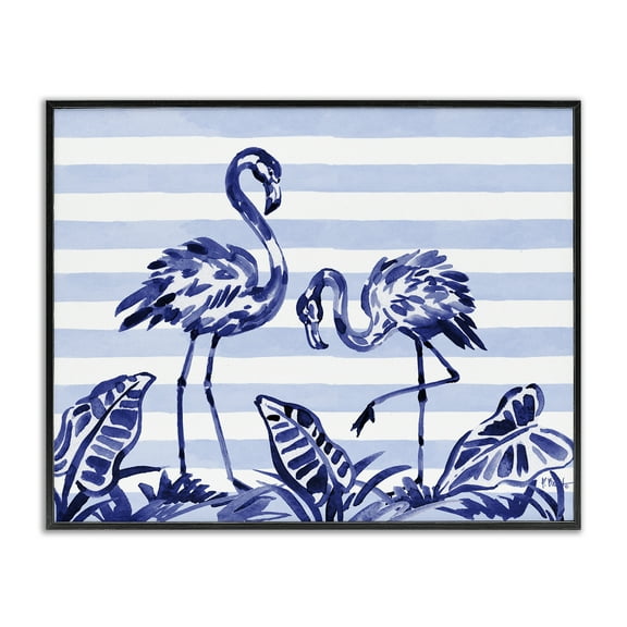 Stupell Industries Indigo Brushstroke Flamingos Black Framed Giclee Art, design by Paul Brent, 11 x 14