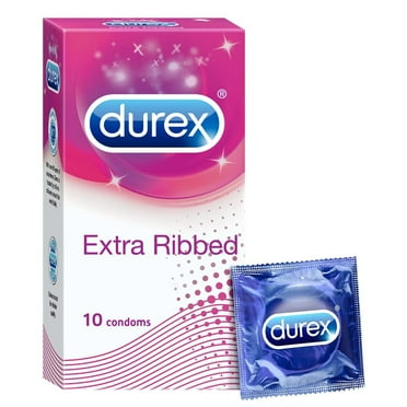Durex Extra Ribbed Condoms for Men - 10 Count |Ribbed and Dotted for Extra Stimulation|Suitable for use with lubes & toys