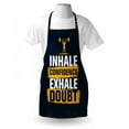 thumbnail image 4 of Inhale Exhale Apron, Athlete Weighlifting Olympic Champion Encourage Calligraphy, Unisex Kitchen Bib with Adjustable Neck for Cooking Gardening, Adult Size, Earth Yellow Dark Blue, by Ambesonne, 4 of 4