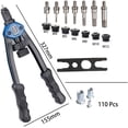 thumbnail image 3 of Kit d'Outils à Rivets Manuels 110 Pcs avec Écrous en Acier Inoxydable M3-M12 (M3-M6*20 Pcs, M8-M12*10 Pcs) - Design Ergonomique à Double Poignée, Construction en Acier Chromé Vanadium, Poignée Antidérapante, 3 of 6