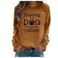 thumbnail image 1 of Mujeres amantes de los perros texto letra impresa cuello redondo manga larga suelta solo sudadera Tops pulóver blusa Fridja hkj2301, 1 of 4