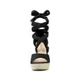 thumbnail image 2 of BLISSFUL STEP Women's Shoes Lace Up Espadrilles Platform Wedge Sandals Black 9, 2 of 8