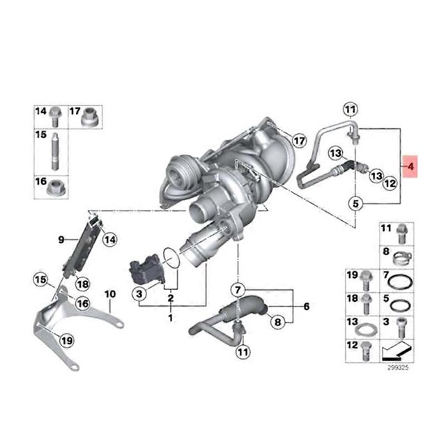 11427608123 11427608124 Engine Turbocharger Oil Supply & Return Hose Pipe For BMW N13 F20 F21 F30 3 Series Parts Accessories