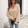 thumbnail image 4 of JINMGG 2024 Fall Winter Plus Size Sweaters for Women Clearance,Fashion Womens V-Neck Winter Button Solid Long Sleeve Pullover Tops Sweaters, 4 of 8