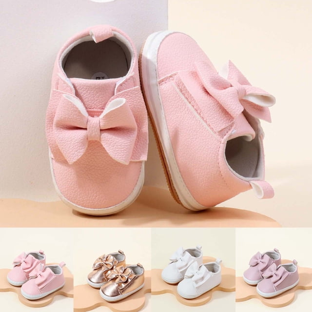 JDQJBZ Babys First Walkers Bow Non Slip Breathable Soft Sole Sneakers