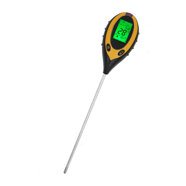 Medidor de humedad del suelo 4 en 1, temperatura/medidor de PH/intensidad de la luz solar/humedad ambiental medidor de prueba del suelo para jardinería, agricultura, plantas de interior y exterior