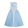 thumbnail image 5 of Gubotare Girls Summer Dress Off Shoulder Fold Pleated Formal Elegant A-Line Party Dresses (Sky Blue,8-9 Years), 5 of 7