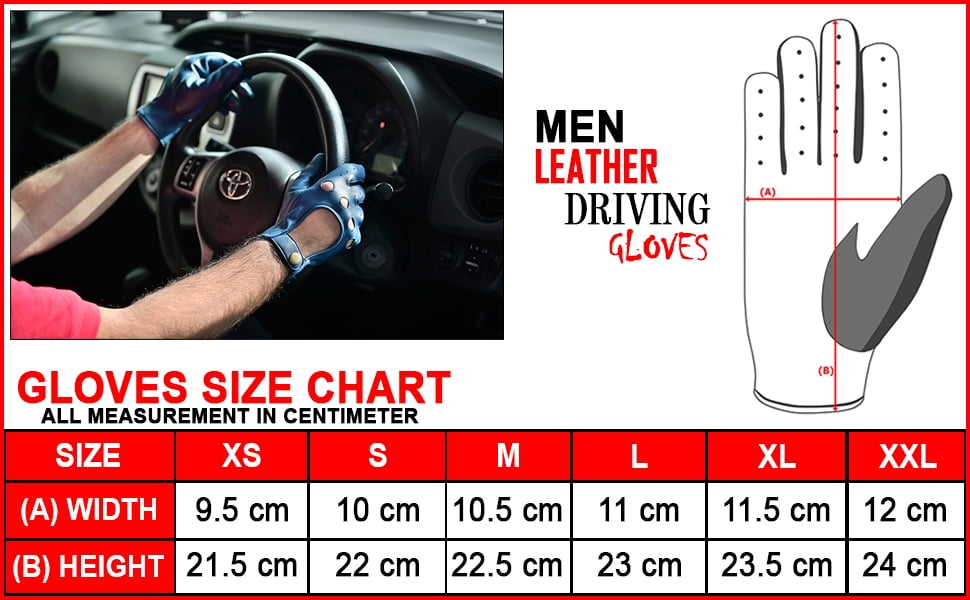 Men Leather Gloves Leather Driving Gloves Chauffeur 100% Genuine Lambskin Leather Full Finger Car Driving Motorcycle Bikers Riding Gloves Navy Blue-M