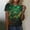 Green, variant on LEKWK Womens Graphic T Shirts Rising Green Shamrock Field Round Neck Short Sleeve St Patricks Day Shirt Clover Pattern Festival Tee