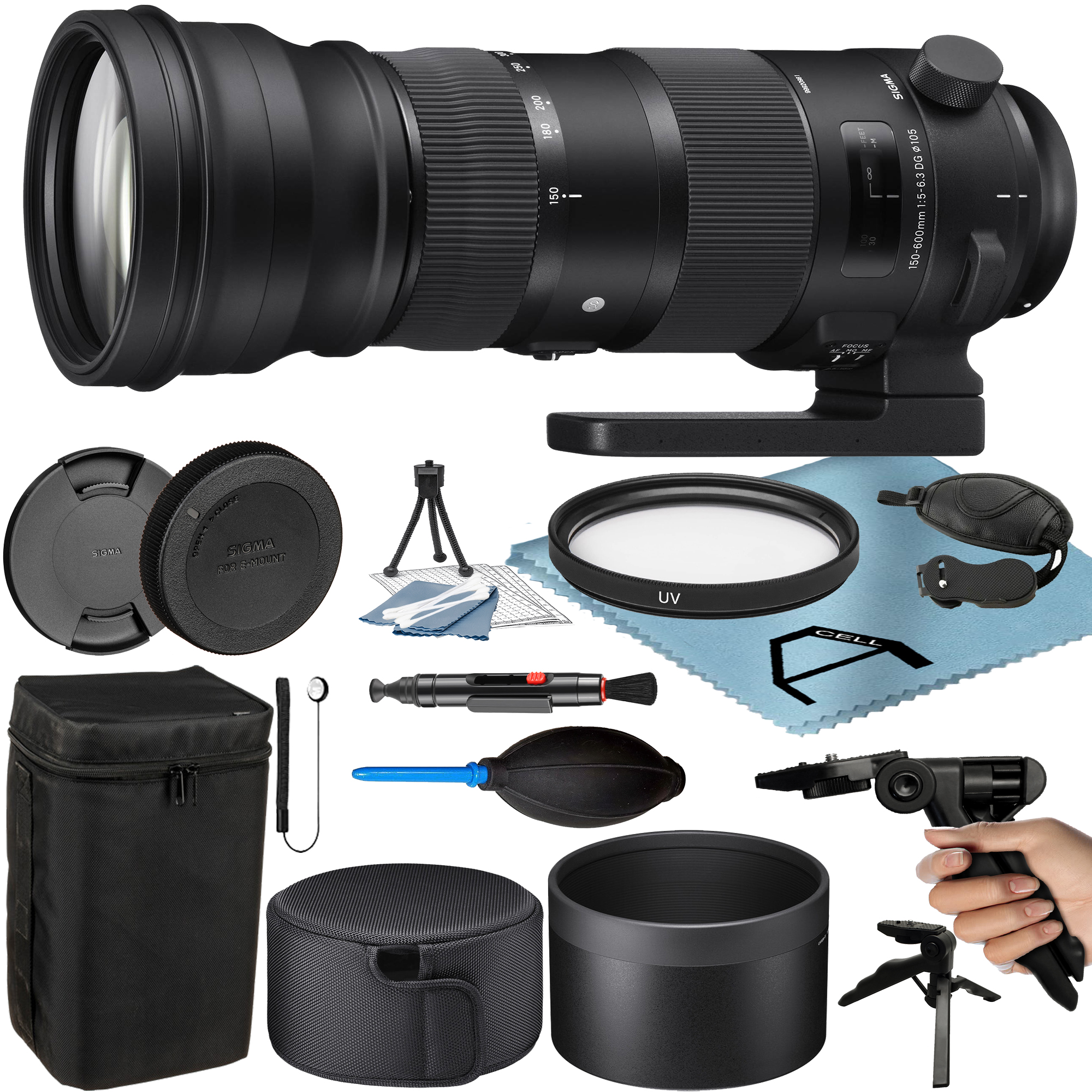 Sigma 150-600mm F/5-6.3 DG OS HSM Sports Lens for Canon EF with Tripod UV  Filter A-Cell Accessory Bundle