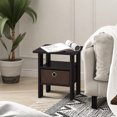 thumbnail image 2 of Furinno Andrey Side Table with Bin Drawer, Black End Table with Open Shelves, Night Stand, Bedside Table, for Living Room, Bedroom, Dark Mocha, 2 of 5