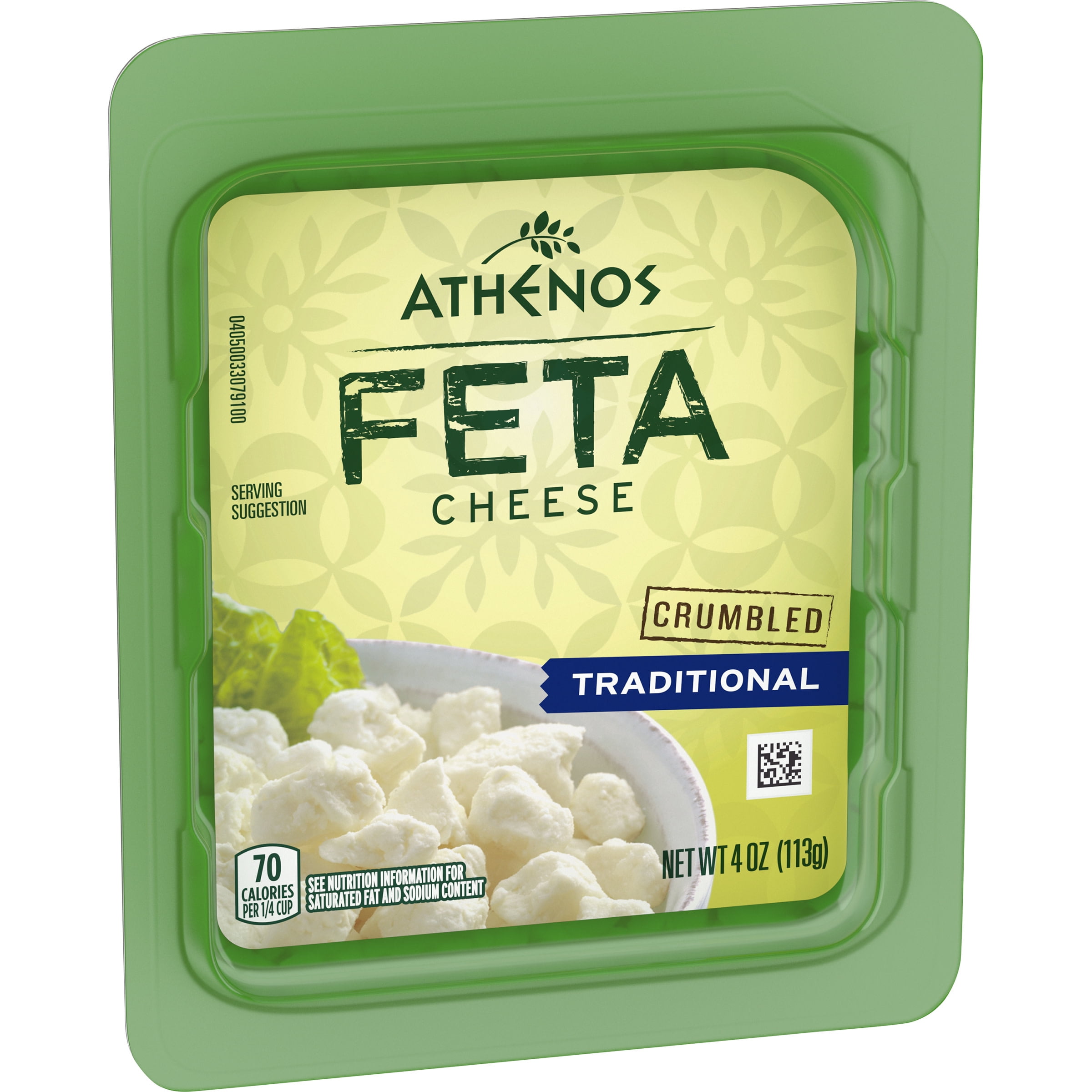 Athenos Traditional Crumbled Feta Cheese, 4 oz Tub, Refrigerated