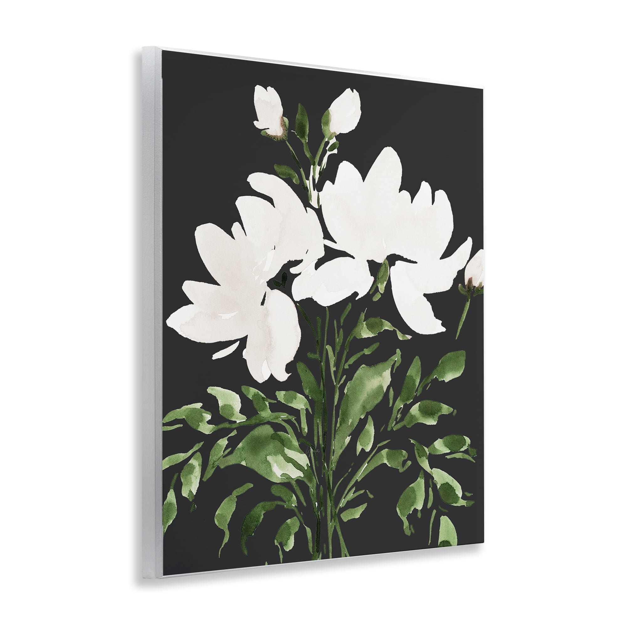 Stupell Industries White On Black Floral Wall Plaque Art, design by Lucille Price