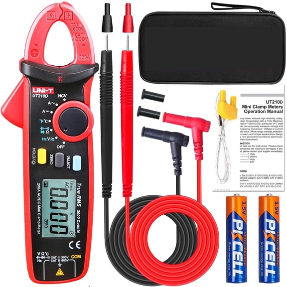 UNI-T AC/DC Clamp Meter UT210D Amp Meter Clamp Multimeter Tester Digital Voltmeter Continuity Tester Capacitor Mini Ammeter HVAC Tool
