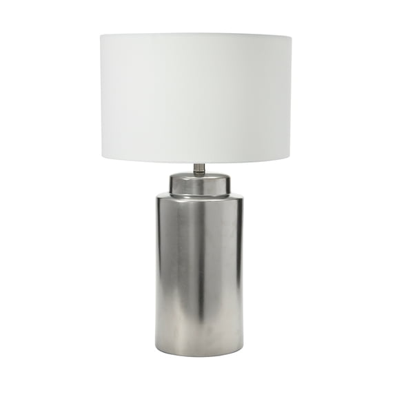Creative Co-Op Stoneware Table Lamp with Silver Metallic Glaze