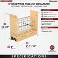 thumbnail image 2 of Rev-A-Shelf 447-BCBBSC-8C-8 Pull-Out Wood Foil Wrap/Tray Divider Cabinet Organizer with Ball-Bearing Soft-Close Slides, Natural, 2 of 12