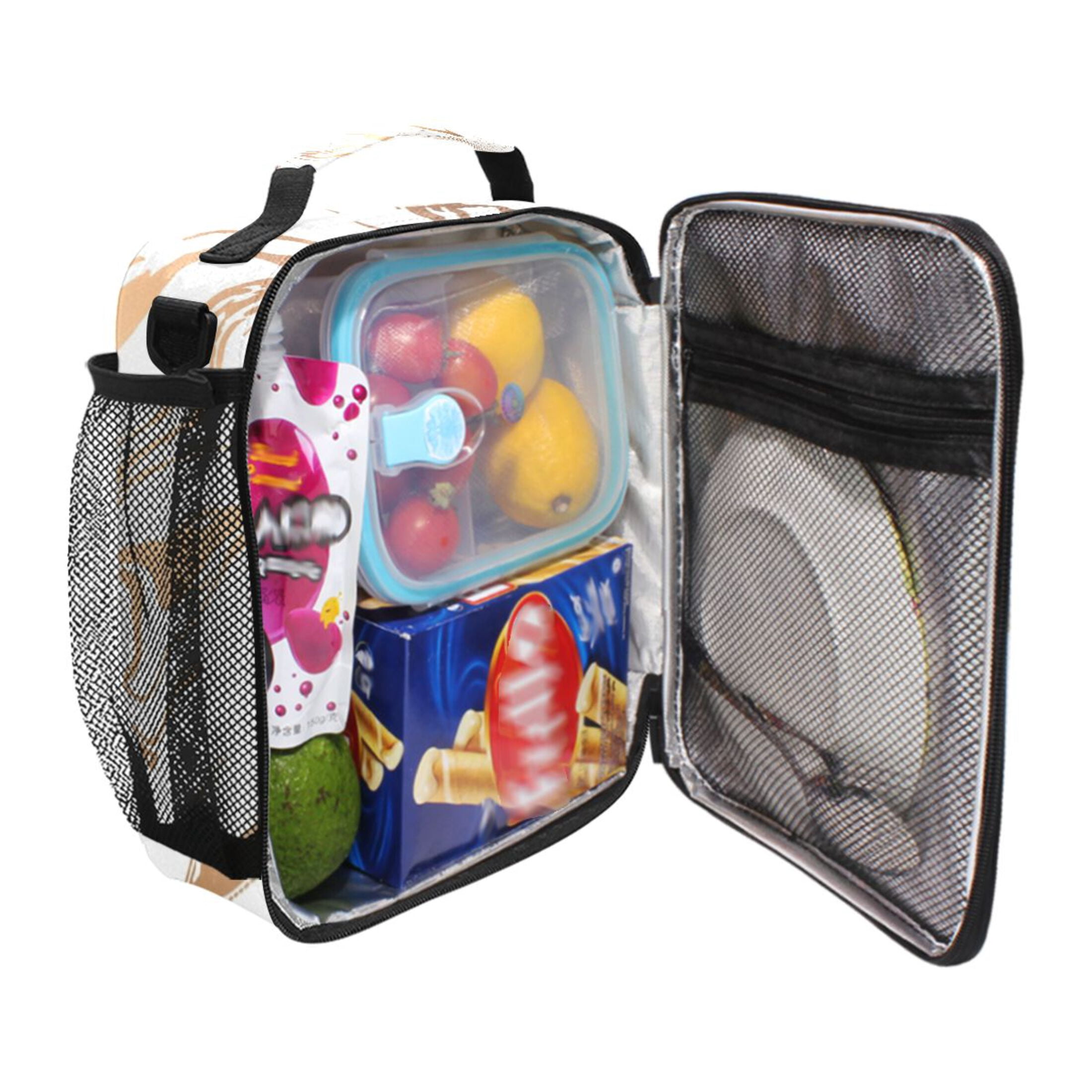 ALAZA White Marble Kids Lunch Bag Insulated Lunch Box Thermal Cooler Tote
