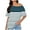 Navy, variant on MIUOWANP T-Shirts for Women Casual Striped Printed Skew Collar Loose Short Sleeve Tops Green M