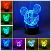 3D Illusion Lamp Mickey Mouse Night Light Touch Table Desk 7 Color Changing LED Figure Decoration Kids Holiday Gift