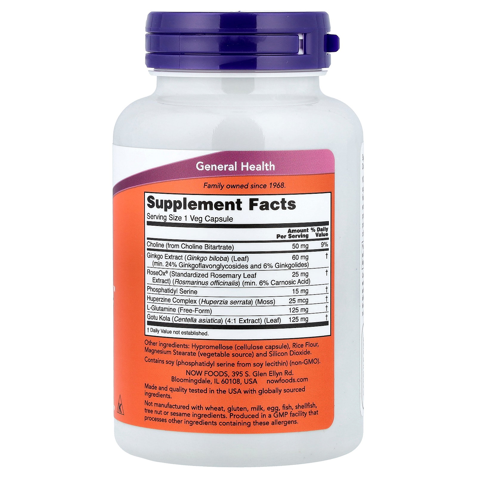 thumbnail image 5 of NOW Supplements, Brain Elevate, Featuring Ginkgo Biloba, RoseOx and Phosphatidyl Serine, 120 Veg Capsules, 5 of 5
