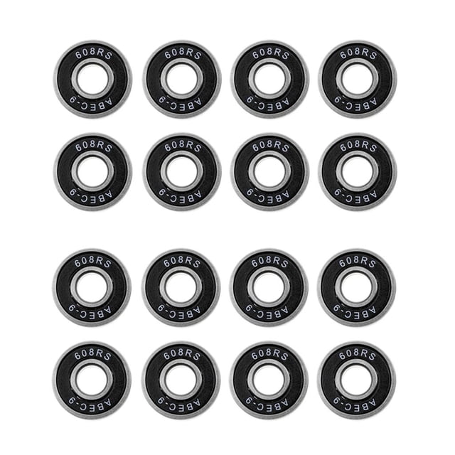 Pack de 16 Rodamientos de Bolas 608RS para Skate, Skateboard, Longboard, Roller Skate Negro kusrkot Rodamientos de skateboard 608RS