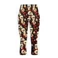thumbnail image 4 of SCRAWLGOD Skull Rose Print Beige Black Women's Capri Yoga Pants with Pockets High Waisted Yoga Legging for Workout Tummy Control Breathable Casual Cropped Tights, XS, 4 of 7