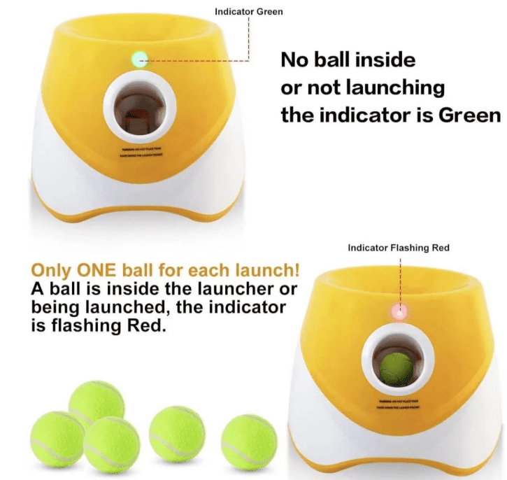 Automatic Dog Ball Launcher with 3 Distance Settings, Includes 3 Mini Tennis Balls(2lnches), Interactive Indoor Outdoor Dog Toy, ultiple Color Options, Light Green