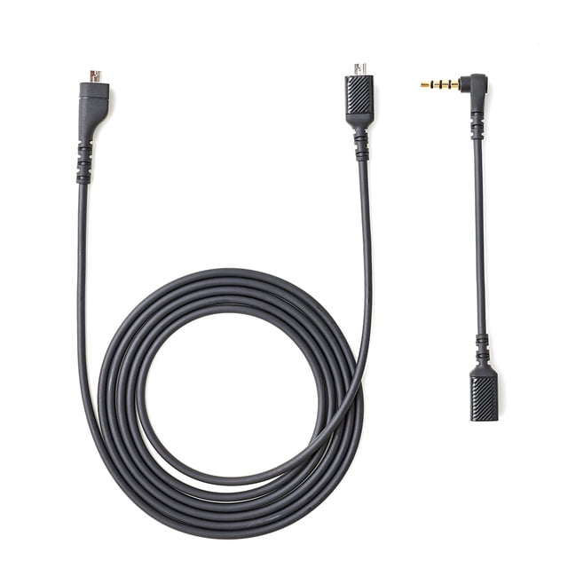 cable audio para steelseries arctis 7 tarjeta reemplazo 5 3 juegos cable audio negro compatible con Steelseries Arctis 3/5/7, muestra cable principal enrollado de 150 cm con conectores en los extremos y adaptador corto de 12 cm con jack de 3.5 mm en ángulo recto sobre fondo blanco; adecuado como repuesto para headsets de juego.