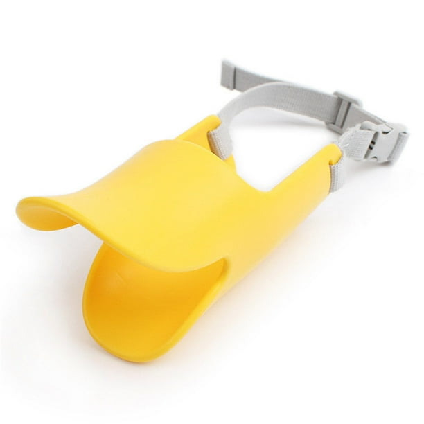 Bozal de silicona para perro, a prueba de mordeduras, cómodo, con forma de boca de pato, para entrenamiento canino, amarillo, L