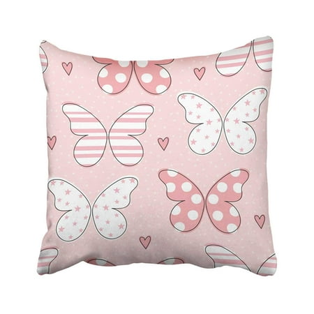 BPBOP Pink Romance Butterfly Pattern Colorful Cute Graphic Adorable Spring Sweet Animal Pillowcase Pillow Cover 18x18 (Best Cute Romance Anime)