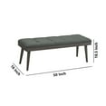 thumbnail image 5 of Button Tufted Fabric Accent Bench with Wooden Tapered Legs, Gray- Saltoro Sherpi, 5 of 5