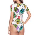 thumbnail image 3 of Uemuo Cactus And Insects Pattern Women's One Piece Short Sleeve Swimsuit Rash Guard Surfing Modest Quick-drying Swimsuit Beach Essentials-Medium, 3 of 9