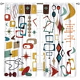 thumbnail image 2 of Mid Century Curtains, Modern Abstract Atomic Geometric Print Colorful Retro 1950s 1960s Pastel Blackout Window Drapery Treatments for Living Room Bedroom Bathroom Kitchen 2 Panels, 84"x84" Inch, 2 of 5