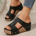 thumbnail image 5 of Xfvqtps Corkys Sandals for Women Slide Sandals Zipper Peep Toe Summer Flatform Sandals Black, 5 of 9