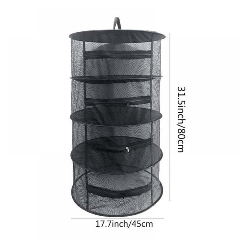 Herb Drying Rack Net 4 Layer Herb Dryer Black Mesh Hanging Dryer Rack with Zipper 31.5