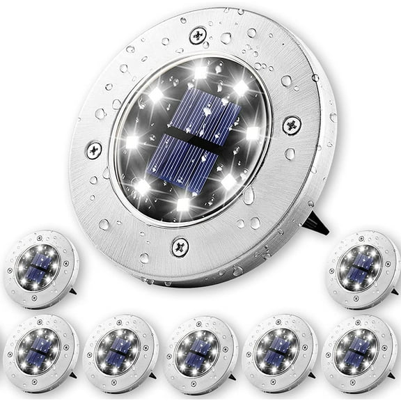 Solar Powered Ground lights 8Pack,Waterproof LED Solar Lights Outdoor Solar Disk Lights Decorative,Solar Garden Lights