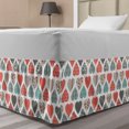thumbnail image 1 of Valentines Bed Skirt, Retro Style up and down Hearts with Stripes Waves and Checkered Patterns, Elastic Bedskirt Dust Ruffle Wrap Around for Bedding Decor, 4 Sizes, Teal Coral White, by Ambesonne, 1 of 2